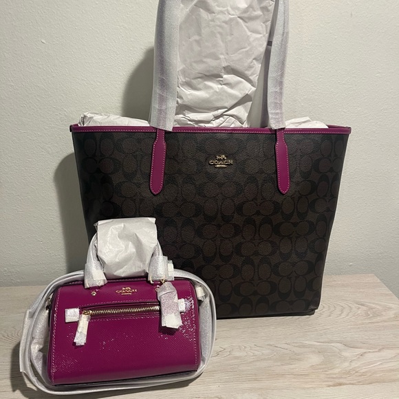 New Magenta and signature matching Coach Tote - Picture 2 of 6